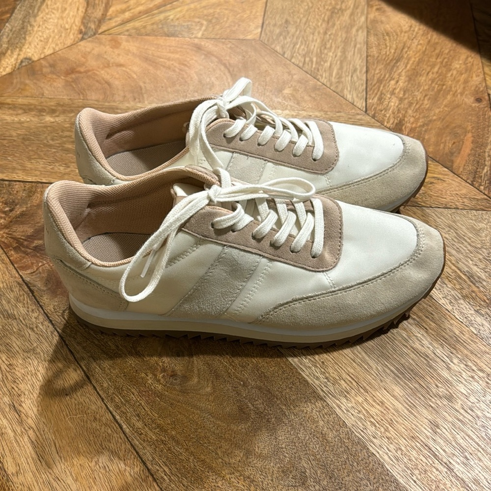 J. Crew White and Tan Women's Sneakers